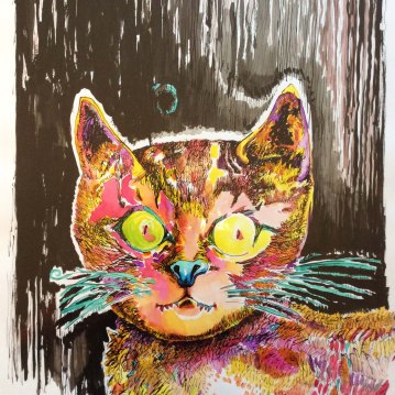 Série "Le chat en colère" encre de Chine sur papier. 60 x 80 cm.